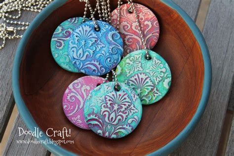 Damask Polymer Clay Pendants Made With Sculpey Polymer
