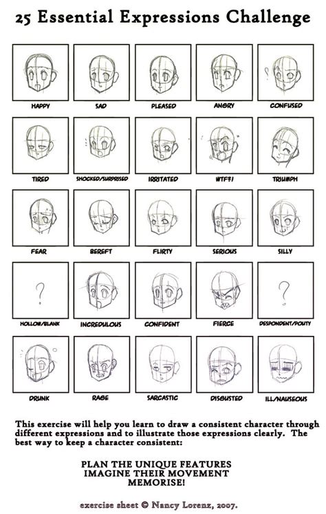 25 Essential Expressions Challenge Sketchbooks Drawing Tutorials