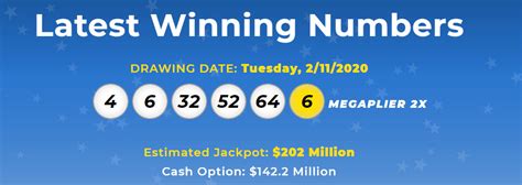 Get the latest winning numbers (results) and jackpots for mega millions and all of your other favorite lottery games. Mega Millions lottery result for Feb 14 - Check Winning ...