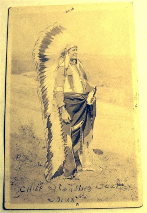 Scarce Antique Azo Rppc Sioux Indian Chief Standing Bear Full Headress Photo 1812498578