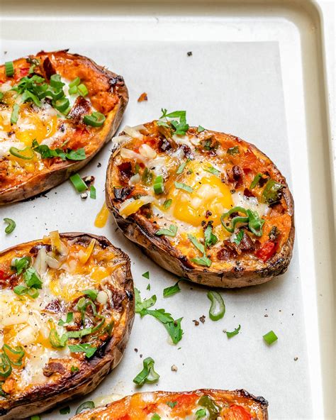 Twice Baked Stuffed Sweet Potatoes With Bacon And Eggs For