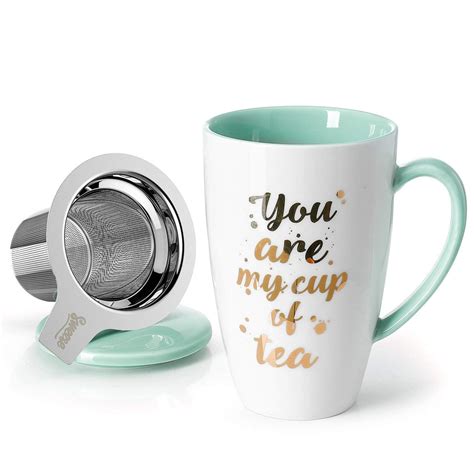 Sweese 2102 Porcelain Tea Mug With Infuser And Lid 15 Oz