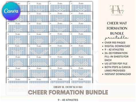 Cheer Formations Template Cheer Mat Formation Canva Editable Pdfs Us