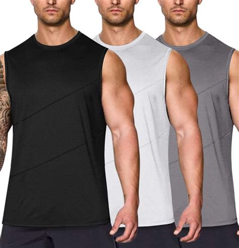 Coofandy Mens 3 Pack Dry Fit Y Back Workout Tank Tops Athletic Mesh