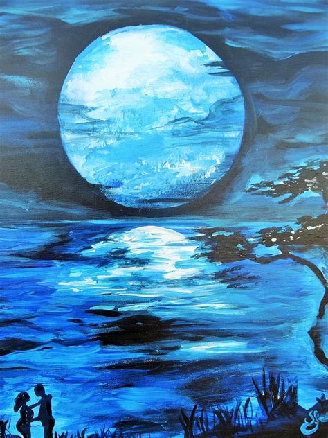 Blue Moon Painting By Shuanteya Sherman