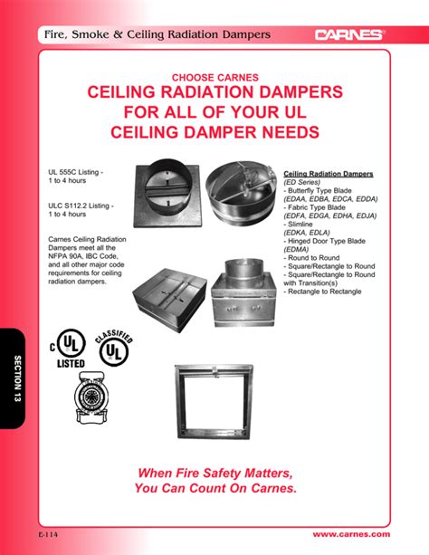 Ceiling Radiation Damper Selection Charts