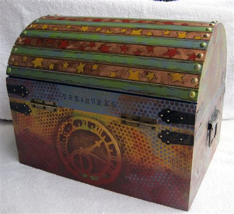 The Nolan Painted Treasure Chest With Acrylics Back Panel With