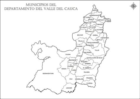 Mapa De Valle Del Cauca Con Municipios Departamento De Colombia Para