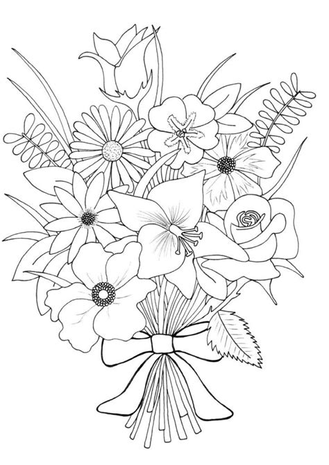 Flower Bouquet Coloring Pages Printable Coloring Pages Flower