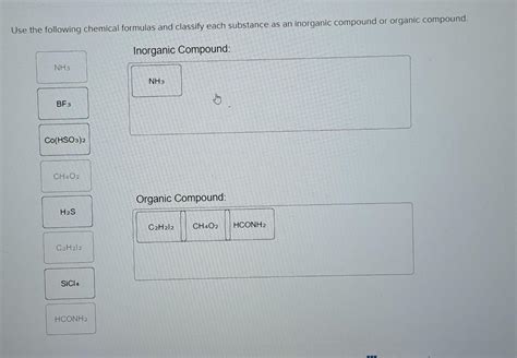 Solved Use The Following Chemical Formulas And Classify Each Chegg Com