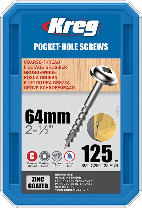 Kreg Pocket Hole Screws 64mm 8 Coarse Washer Head 125ct Buy