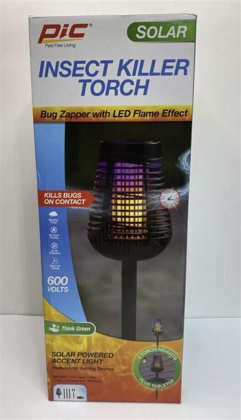 Pic Insect Killer Torch Solar Power Bug Zapper With Led Flame Effect
