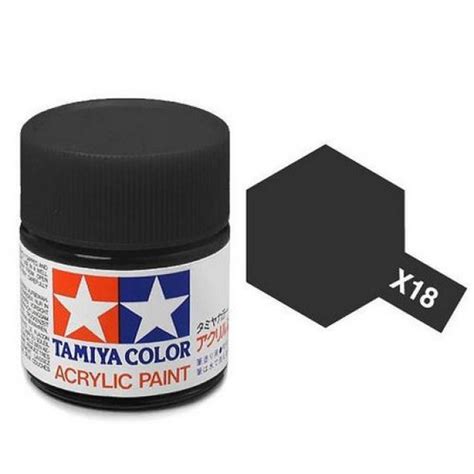 Tamiya Acrylic Paint X 18 Black Semi Gloss 23ml 81018 De Heilige Koe