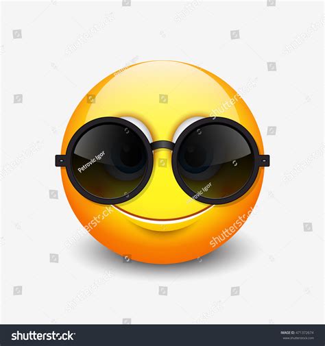 Cute Smiling Emoticon Wearing Black Sunglasses Emoji Vector Porn Sex Picture