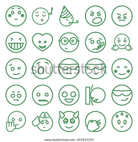 Emoji Icons Set Set 25 Emoji Stock Vector Royalty Free 653415124