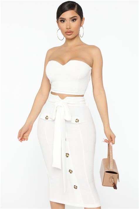 Brunch Date Skirt Set White In 2020 With Images Skirt Set Fully
