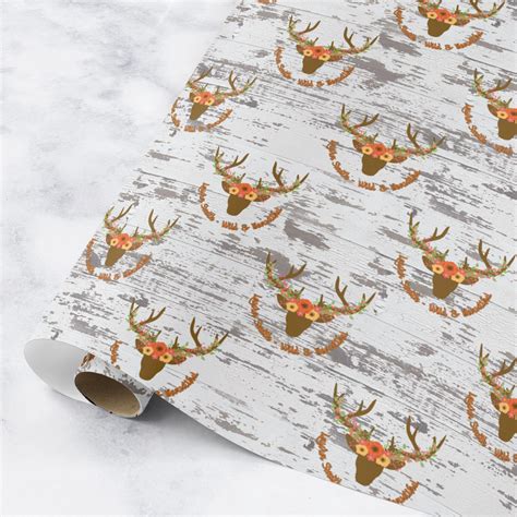 Floral Antler Wrapping Paper Roll Large Personalized Youcustomizeit