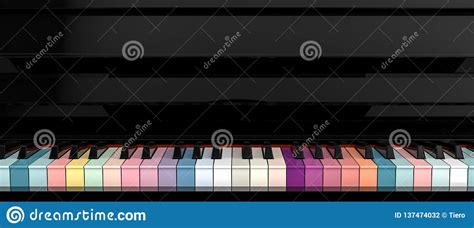 Colorful Piano Keyboard With Music Notes And Butterflies Isolated