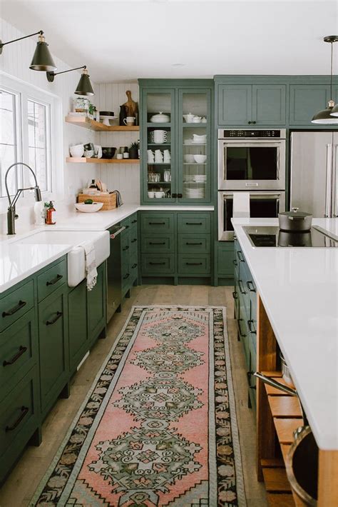 30 Green Kitchen White Cabinets