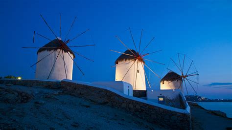 Windmill Evening Light Hora Island Of Mykonos Greece Windows 10