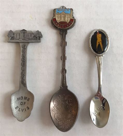 Lot Of 3 Vintage Collectible Souvenir Spoons Elvis Graceland Pewter Silver Plate Ebay