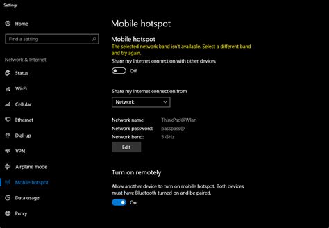 I Cant Use Windows Mobile Hotspot Over 5ghz Band Microsoft Community