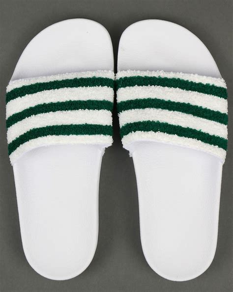 Adidas Adilette Slides Whitegreensandalspoolmens