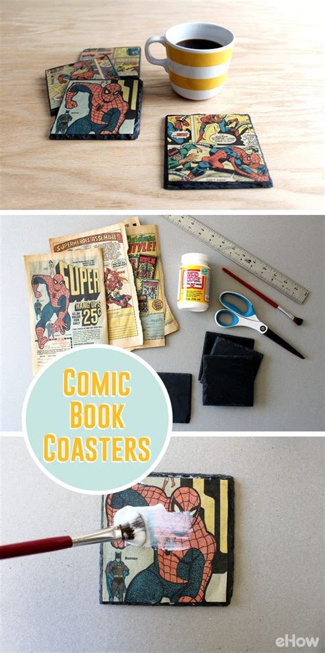 How To Decoupage Vintage Comic Books Onto Slate Coasters