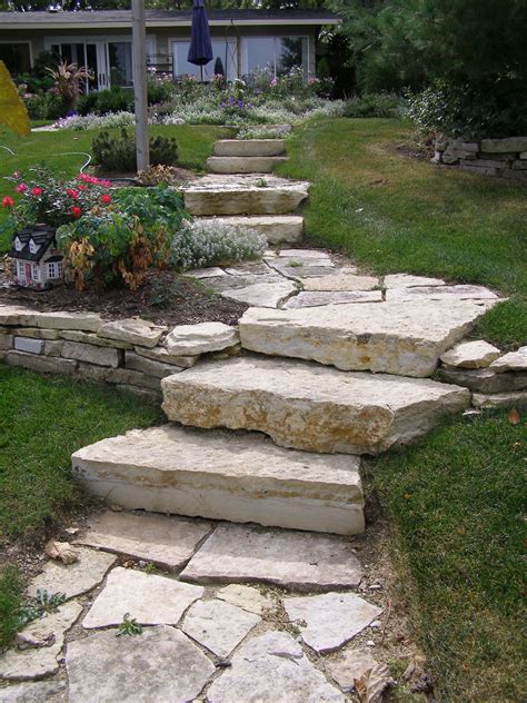 This gives a pleasing finish to any landscaping job, and it creates a safe and sturdy surface that will. natural stone steps - Google Search | Garden steps diy, Patio landscaping, Garden steps