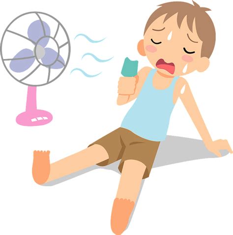 Little Boy Is Trying To Get Cool In The Summer Heat Clipart Free