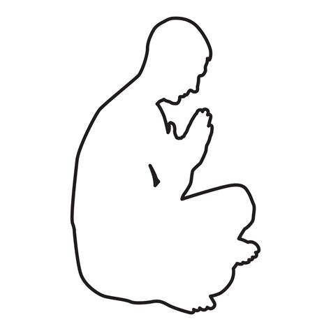 Man Praying Silhouette Icon Black Color Illustration Outline Stock