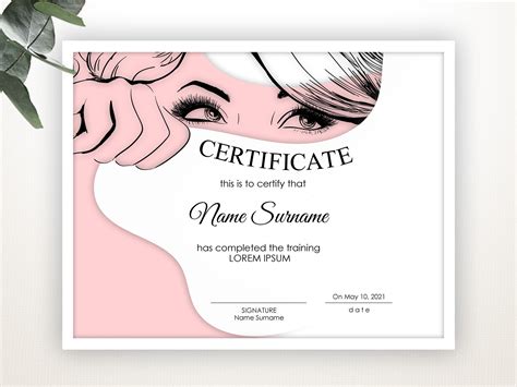 Modern Beauty Salon Course Diy Certificate Award Digital Download Jet