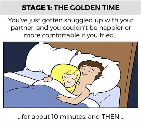 The 6 Stages Of Sleeping With Your Significant Other Relationship Cartoons Funny Relationship