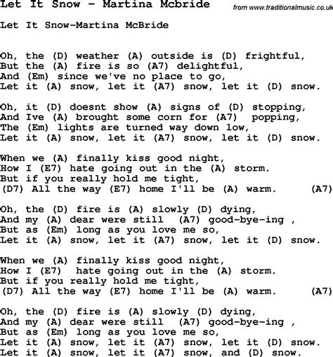 Song Let It Snow By Martina Mcbride Song Lyric For Vocal Performance