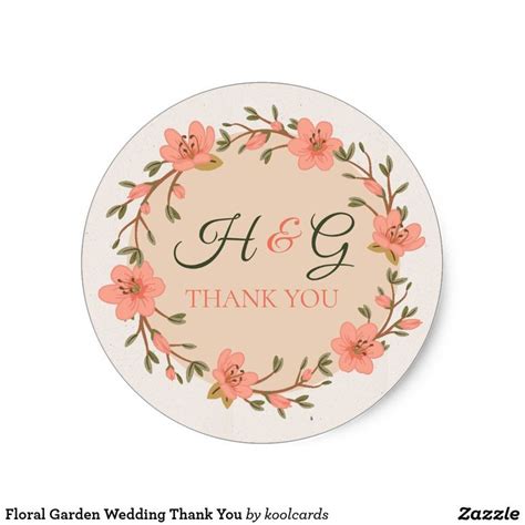 Floral Garden Wedding Thank You Classic Round Sticker Thank You