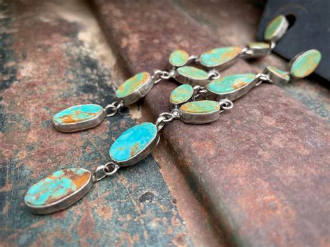 Long Turquoise Earrings By Navajo Jacqueline Silver Native