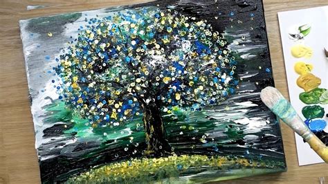 Easy Abstract Painting Technique For Beginners Tree In