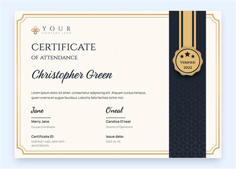 Template Certificate Of Attendance