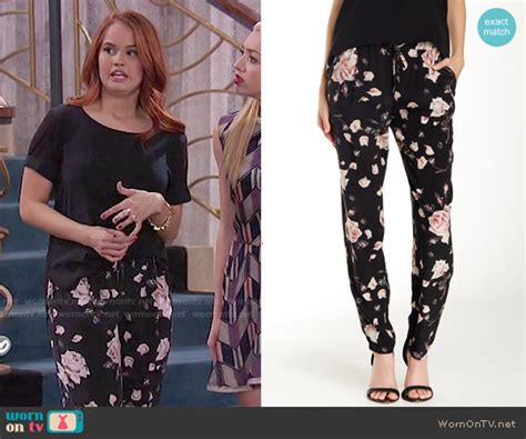 Wornontv Jessies Black And Pink Floral Pants On Jessie Debby Ryan Clothes And Wardrobe From Tv