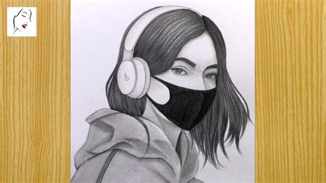 How To Draw A Girl With Mask Drawing The Crazy Sketcher Stylish Girl