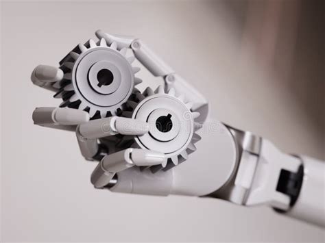 Robot Hand With Gearwheels Automation Concept 3d Illustration Stock