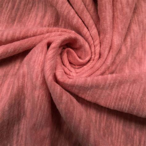 Slub Cotton Poly Spandex Jersey Knit Fabric By The Yard Red Chambray