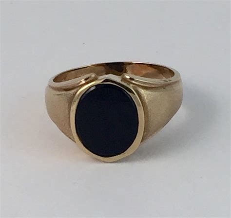 Vintage Black Onyx Mens Ring 5 In 14k Gold Plated With A Etsy Canada