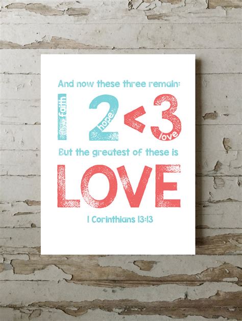 Greatest Love 1 Corinthians 13:13 Bible Verse Art Scripture | Etsy