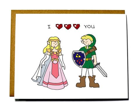 Zelda Funny I Heart You Card Valentines Card I Love You Card Etsy