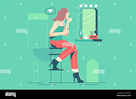 Pretty Girl Make Herself Up Stock Vector Image And Art Alamy