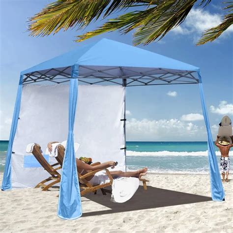 Sky Blue Beach Cabana Tent Pop Up Cool Sun Shade Umbrella For Beach Morealis Beach Canopy