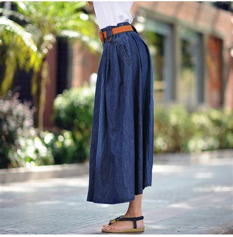 Ankle Length Long Denim Skirt