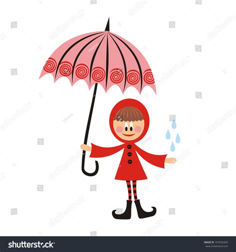 Girl Umbrella Rain Cartoon Illustration Stock Illustration 167032433