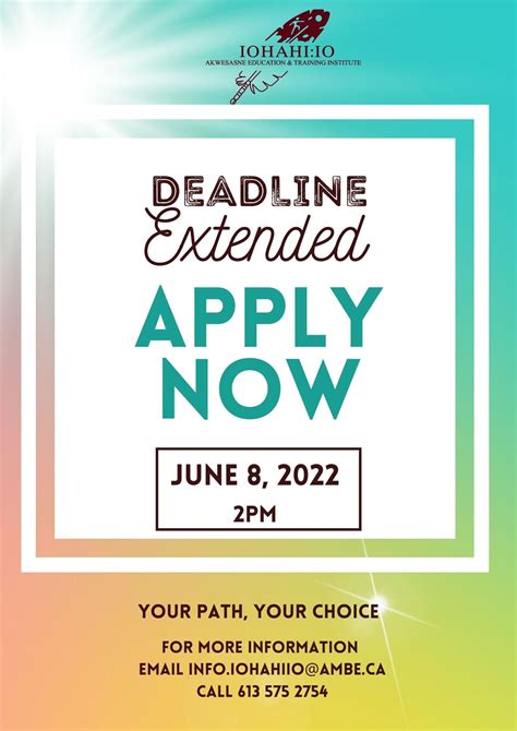 Application Deadline Extended - Iohahi:io Akwesasne Education